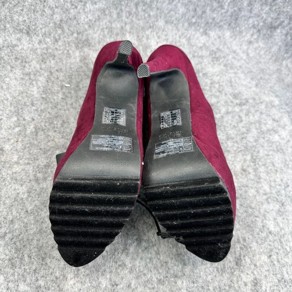 Forever 21 Womens Size 8.5 Heels Wine Faux Suede Peep Toe Platform Stilleto New